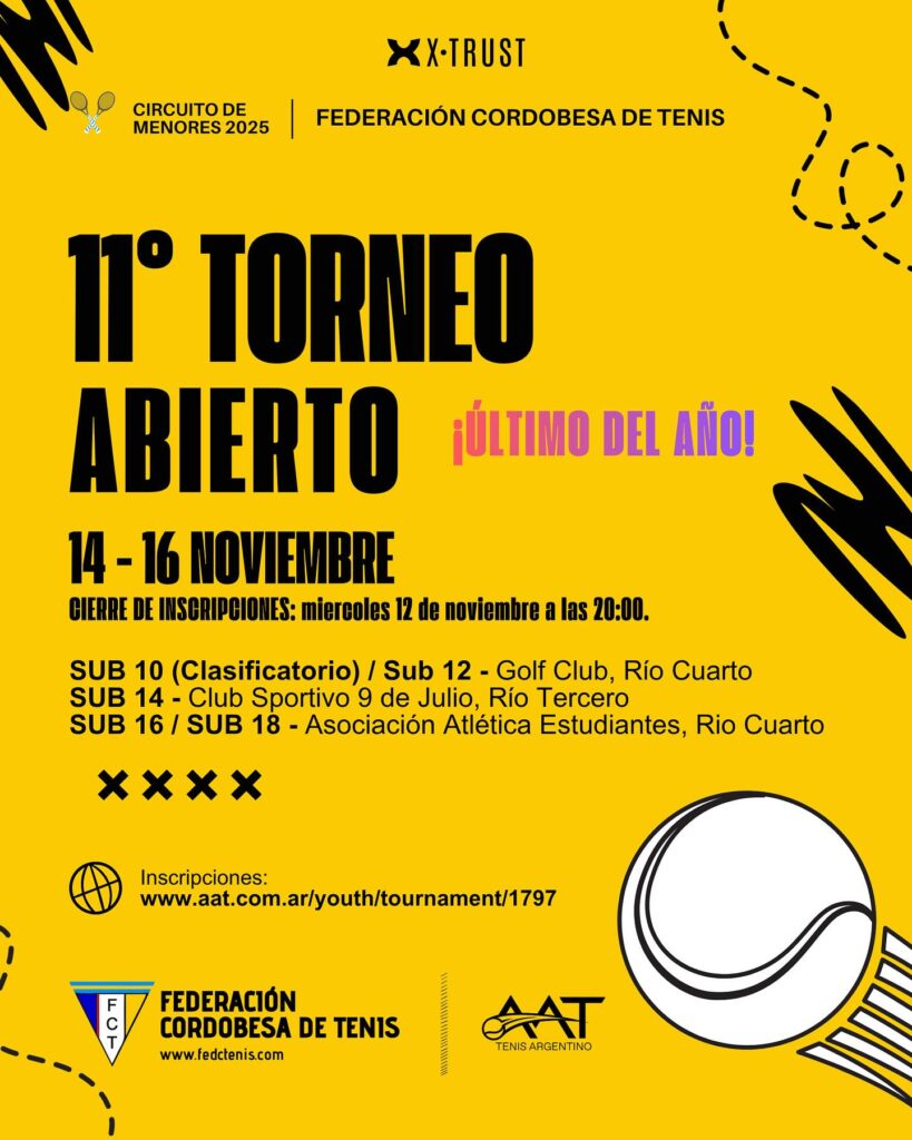 Último abierto del año del Circuito de Menores Federación Cordobesa de Tenis 2025