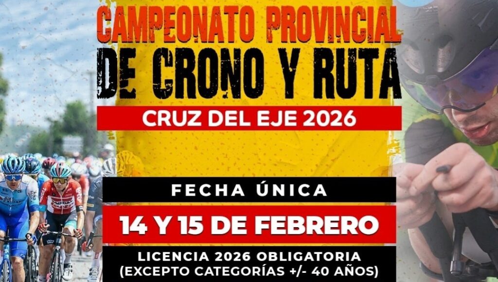 Cruz del Eje sede de una fecha del Campeonato de Ciclismo Provincial de Crono y Ruta