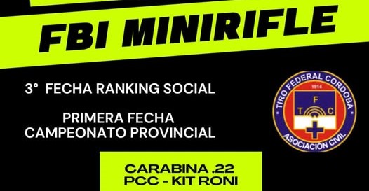 Tiro Federal Córdoba: 3ª fecha del ranking social y 1ª del Campeonato Provincial FBI Minirifle